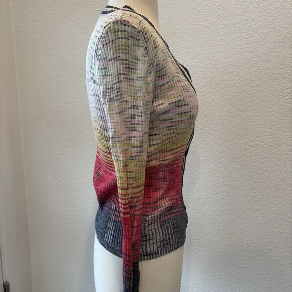 Missoni Cardigan Sweater 4 XS Multicolor Striped V-neck Made in Italy Classic - Picture 4 of 16